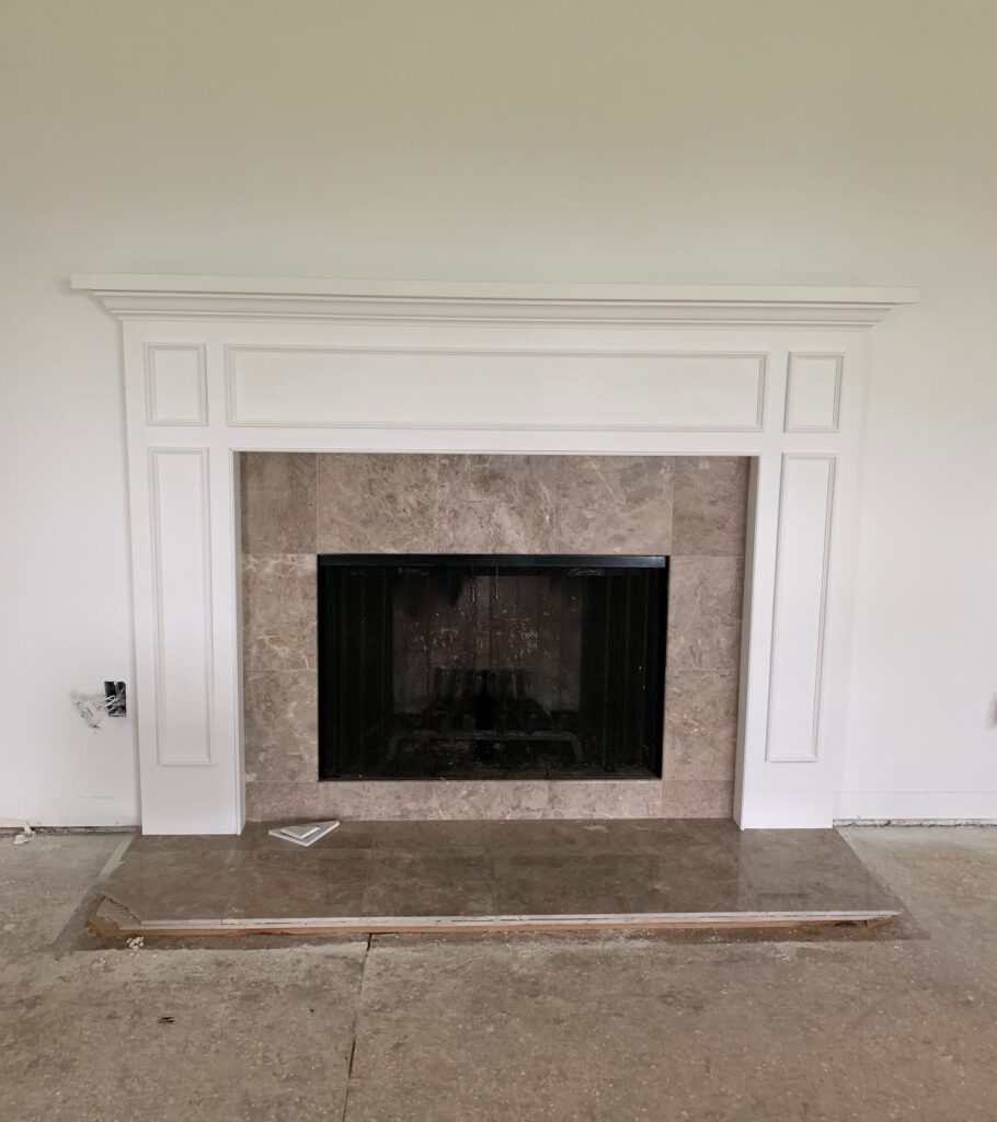 painted wood mantel surround